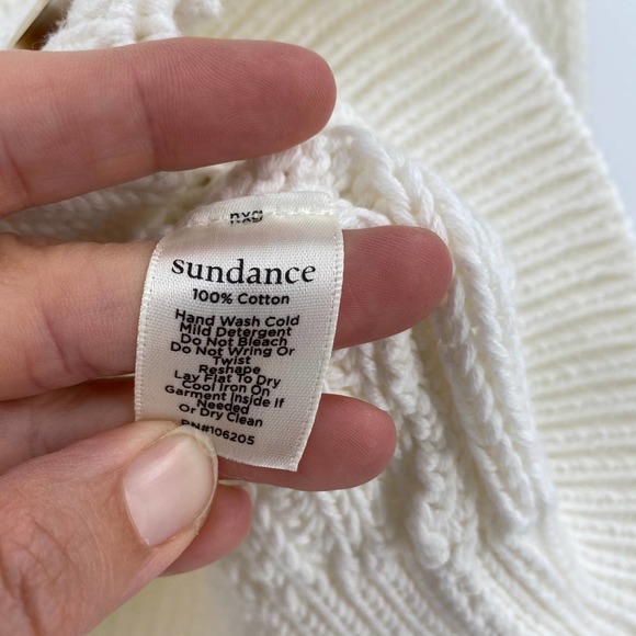 Sundance Aveline White Cotton Button Down V Neck Cardigan Size Petite XS - Picture 3 of 4